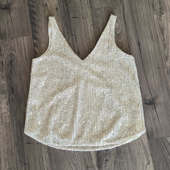 LOFT Tops - Sequins Double V Top